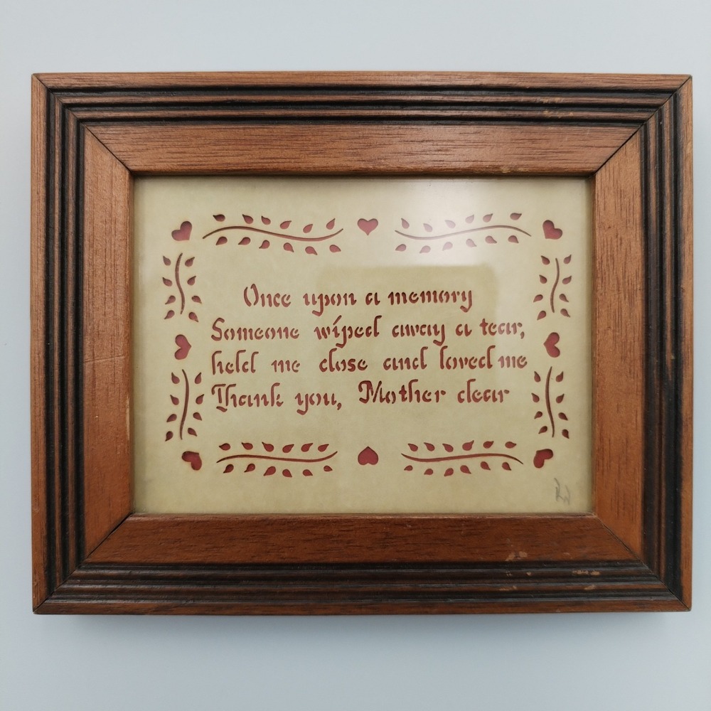 Scissor Cuts "Scherenschnitte" Framed Art 1985 "Once upon a memory.. Mother